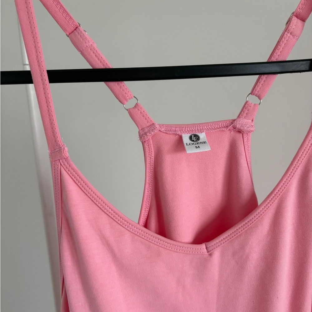 Pink Spaghetti Strap Romper Dress - Picture 6 of 7